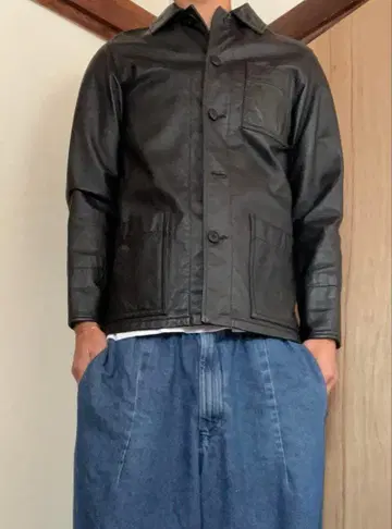 빈티지 가죽 커버올 카 코트 자켓