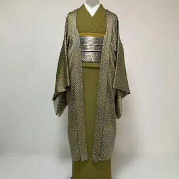 No.2857 미사용 시리즈 순수 실크 총조임 긴 겉옷 단의 새상품급