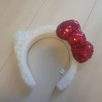 즉시 구매 OK US 머리띠 Kitty 화이트 레이스 빨간색 리본