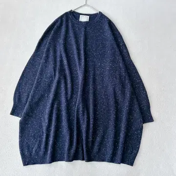 새상품급 비어즐리 컬러 네프 빅 니트 원피스 루즈핏 네이비