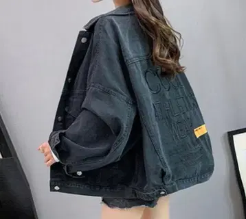 오버사이즈 다크 데님 자켓 루즈핏 성숙/러블리 아우터 G 백 로고