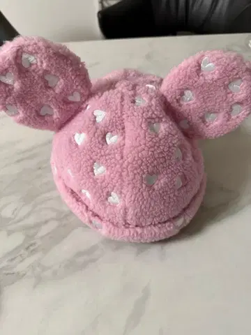 컨디션 최상 디즈니 팔루자 나카요시 클럽 하트 무늬 보아캡 핑크