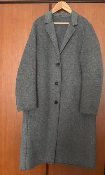 유니클로 더블 페이스 체스터 롱 코트 M 그레이