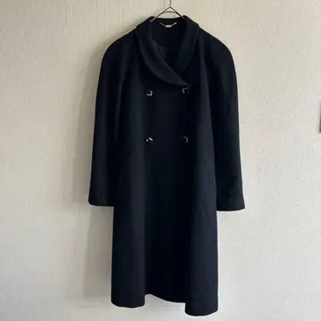 캐시미어 100% 더블 브레스트 롱 코트 블랙