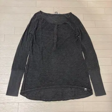 Y2K ROXY 긴팔 헨리넥 그런지 T셔츠 그레이 래글런