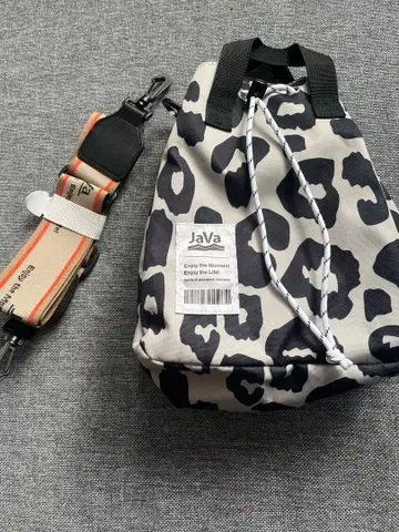 JaVa 자바 자카드 테이프 2way 레오파드 복조리 숄더백
