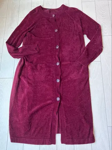 TABASA 부드러운 소재의 롱 가디건 FREE 사이즈 크림슨 컬러