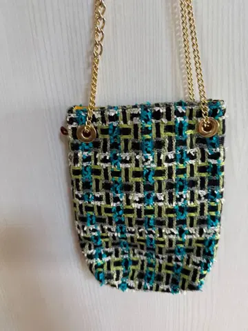 교토 SEIJIRO 트위드 숄더백 파랑 그린 블랙