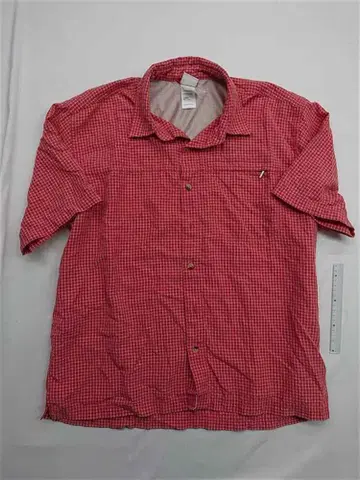 더 노스 페이스 반팔 체크 셔츠 레드 계열 남성용 M