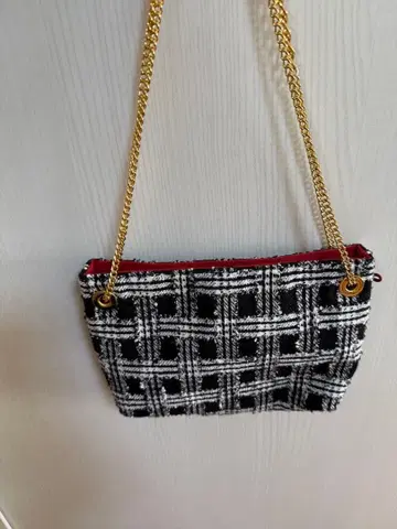 교토 SEIJIRO 트위드 체크 무늬 숄더백