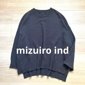미즈이로 인드 크루넥 와이드 풀오버 니트 스웨터 그레이