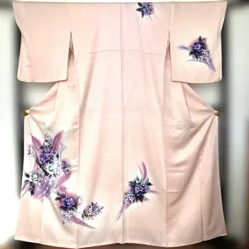 연한 핑크 꽃무늬 호몬기 실크 B