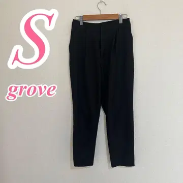 grove 블랙 테이퍼드 팬츠 깔끔한 오피스룩