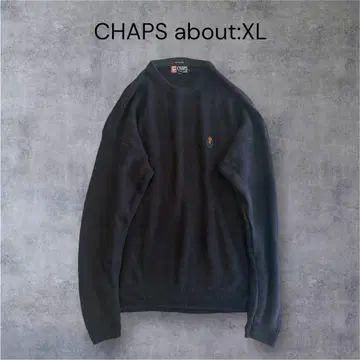 CHAPS 자수 로고 랄프 로렌 코튼 니트 스웨터 네이비 XL 상당