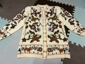 꽃무늬 자수 니트 가디건 레트로