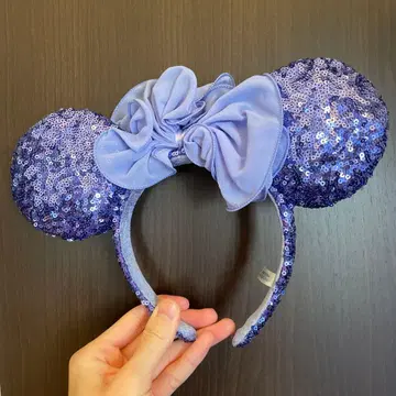 미니 마우스풍 보라색 스팽글 머리띠