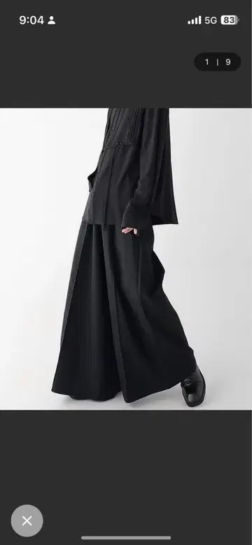 민소비 와이드 하카마 팬츠 블랙 와이드 팬츠