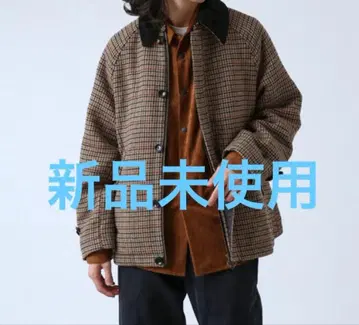 브라운 체크 무늬 자켓 M 사이즈