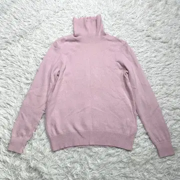 타카시마야 캐시미어 100% 터틀넥 니트 페일 핑크 M