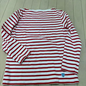 ORCIVAL 빨간색과 화이트 스트라이프 긴팔 T셔츠 사이즈 2