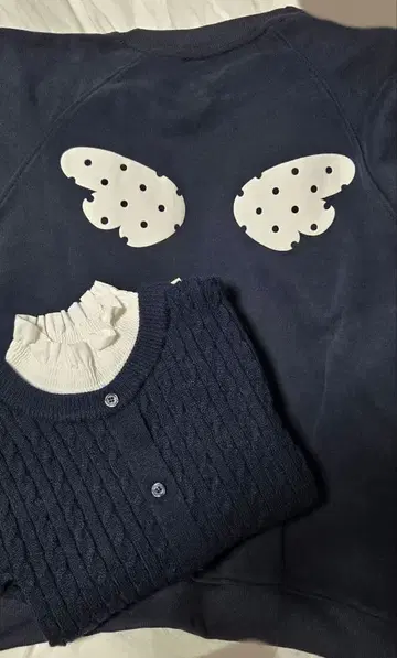 천사의 날개 백 프린트 트레이닝복, 니트탑