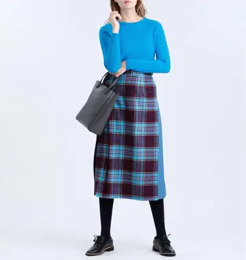 MACKINTOSH PHILOSOPHY 체크 콤비 스커트 블루 38