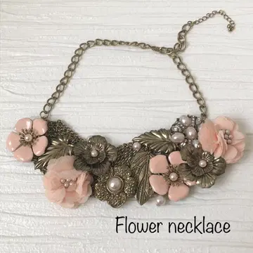 빈티지 목걸이 앤티크 골드 플라워&펄 초커