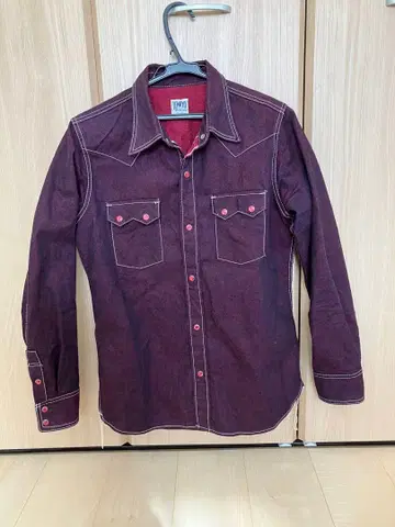 쿠라시키 텐료 데님 컬러 레볼루션 데님 웨스턴 셔츠 레드