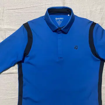 테일러메이드 긴팔 피케 셔츠 파랑/블랙 M 골프 블루 블랙