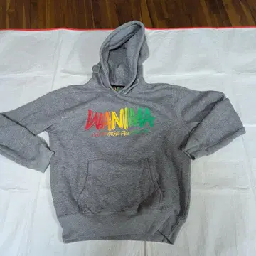 WANIMA 풀오버 후드티 그레이 레인보우 로고