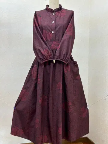 기모노 리메이크 오시마 명주 원피스 앞 버튼 L 사이즈