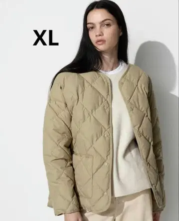 유니클로 퍼프 테크 릴랙스 자켓 XL 베이지