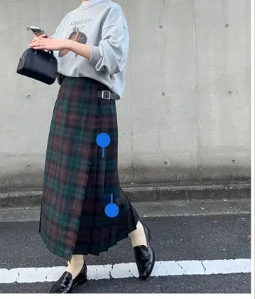 오닐 오브 더블린 그린 체크 플리츠 스커트