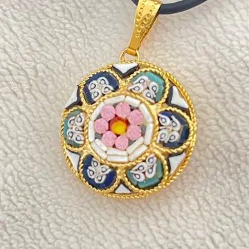 이탈리아제 마이크로 모자이크 펜던트 빈티지 ITALY 각인