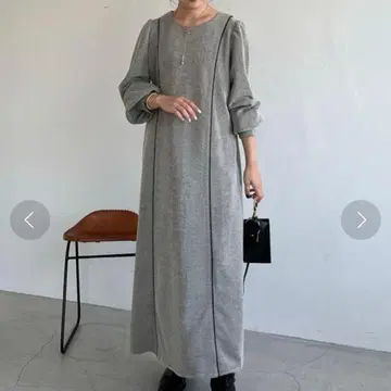 자카드 무늬 I 라인 원피스