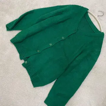 그린 V넥 가디건