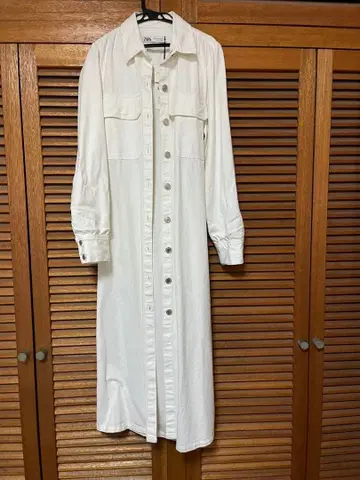 화이트 셔츠 원피스 긴팔 허리 리본