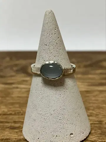 옅은 블루의 시 칼세도니 실버 925 반지