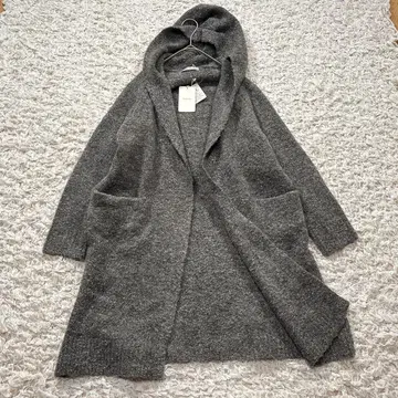 택 포함 Saburoku 후드 부착 롱 니트 가디건 그레이 M 겉옷