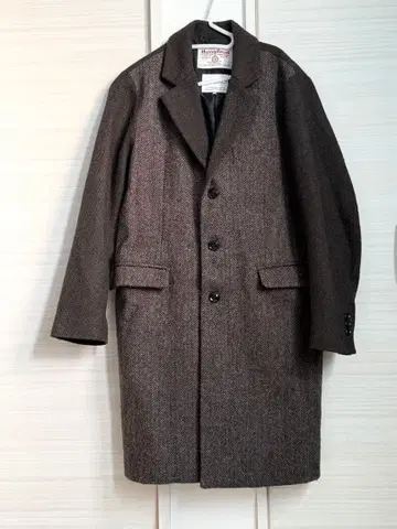 해리스 트위드 브라운 체스터 코트