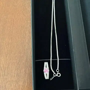 실버 925 50cm 펜던트 베네치안 목걸이 핑크 지르코니아