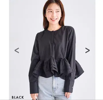 basement online 티어드 프릴 블라우스 블랙