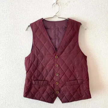 [쉽스] 퀼팅 베스트 다운 베스트 풀 버튼 V넥 S