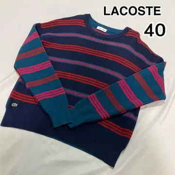 LACOSTE 라코스테 코튼 사슴 무늬 보더 니트 스웨터 사이즈 40