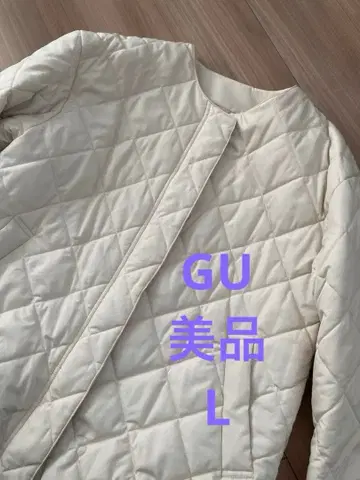 새상품급 GU 지유 퀼팅 블루종 아이보리 L