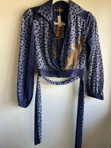 빈티지 70s 레오파드 무늬 크롭 셔츠 블라우스 택 포함 새상품