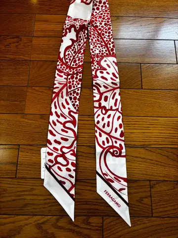 [미사용 새상품] FERRAGAMO 꽃무늬 스카프 밴딩 빨간색 2