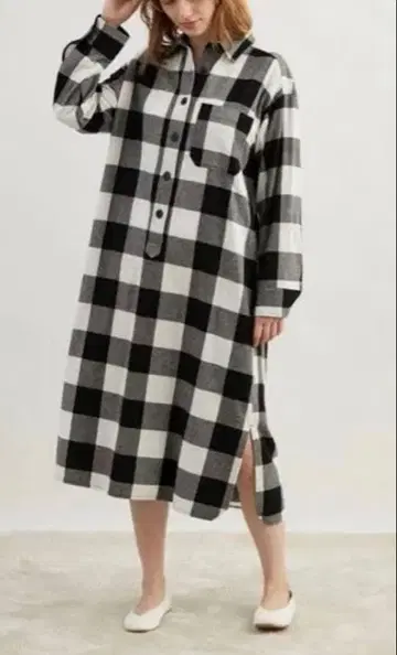 조엘 로부숑 체크 플란넬 셔츠 원피스