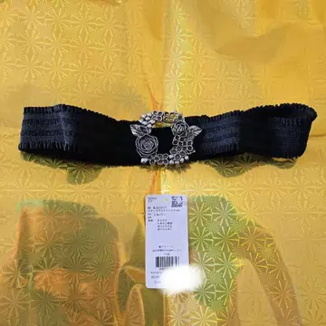미사용 새상품 엑시즈팜 블랙 장미 장식 스트레치 벨트