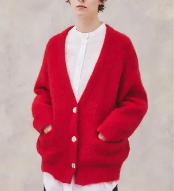 [ PUBLIC TOKYO ] 모헤어 로우 게이지 오버 사이즈 가디건